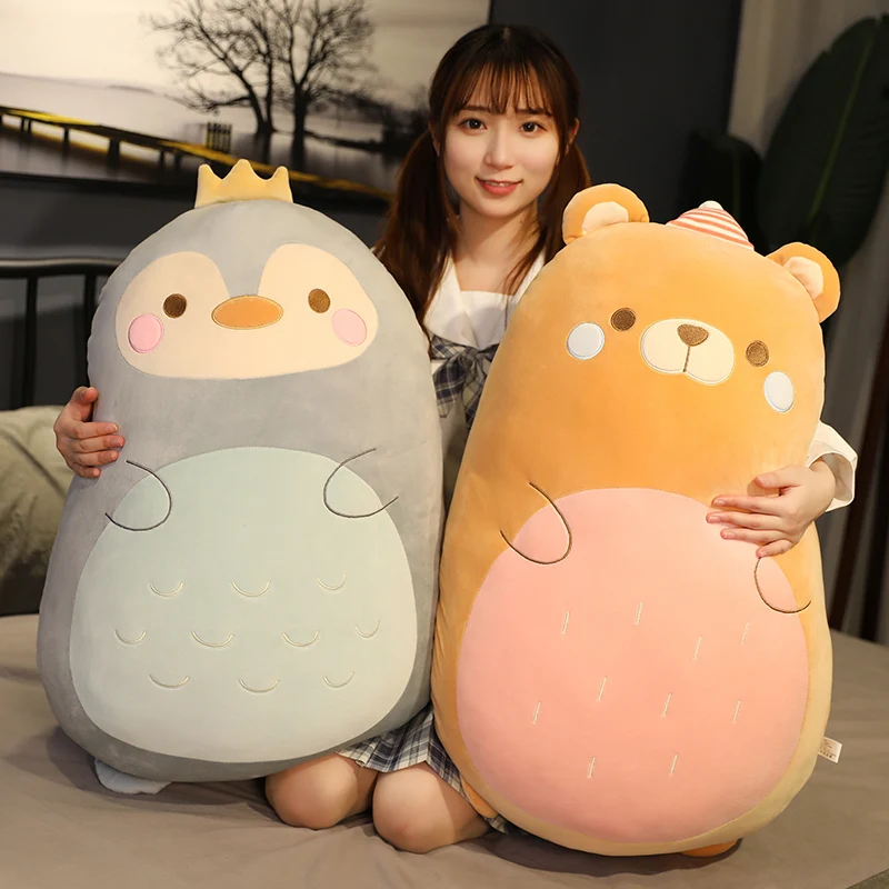 45-80Cm Ít Động Vật Sang Trọng Đồ Chơi Béo Squishy Nhồi Bông Khủng Long Con Heo Chim Cánh Cụt Gấu Mềm Búp Bê Bé Xoa Dịu Hoạt Hình sang Trọng Đệm