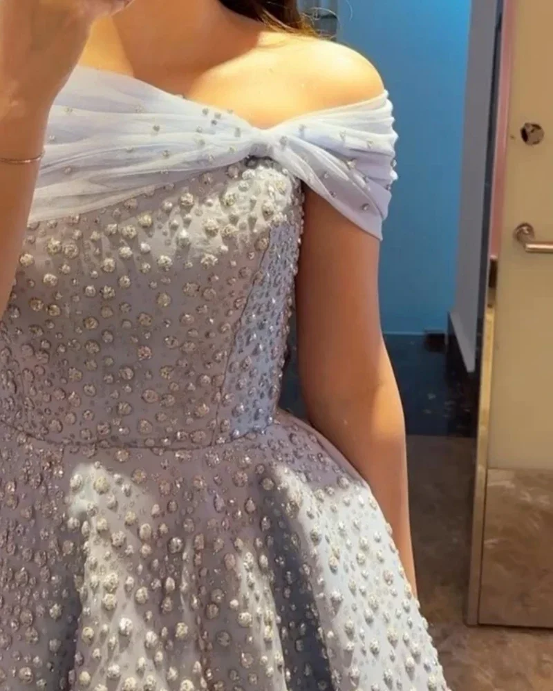 Customized Elegant Evening Gown Sparkling Luxury A-line To The Ground Gowns Gala Elegant Dresses  Luxury Women Modern Style