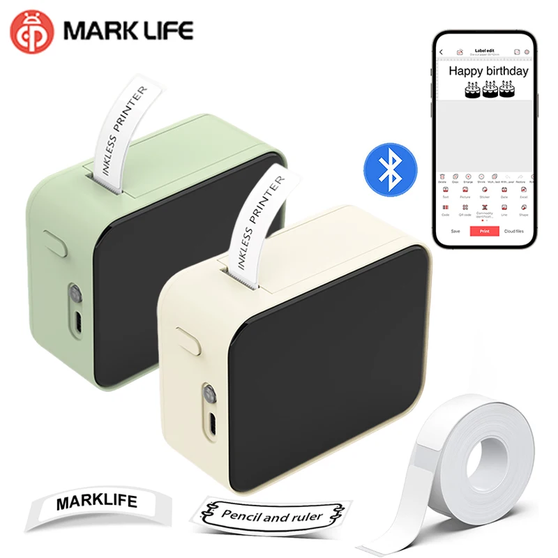Marklife p15 impressora de etiquetas térmica sem fio bluetooth fabricante de etiquetas sem fio semelhante ao niimbot d11 d110 mini impressora fita adesiva adesivo