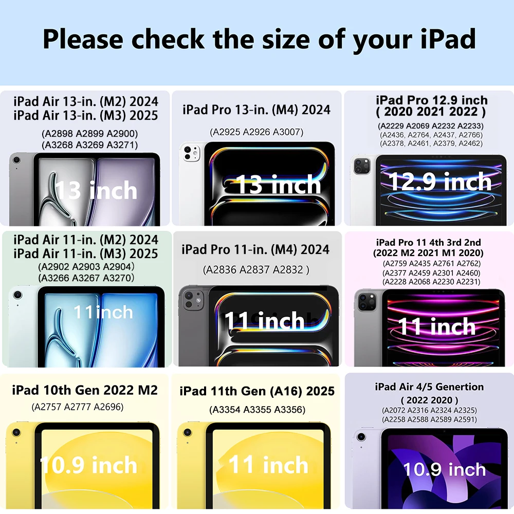 Pour iPad 11e génération étui A16 Funda iPad Pro 11 13 M4 2025 M2 M3 iPad Air 13 11 Air 5 4 iPad 10th 9th 8 7 Mini A17 Pro 12.9 couverture