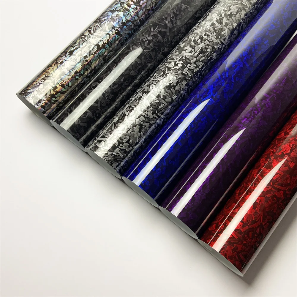 Adesivo de carro autoadesivo de fibra de carbono forjado a laser brilhante à prova d'água para estilo automotivo filme de decoração interior