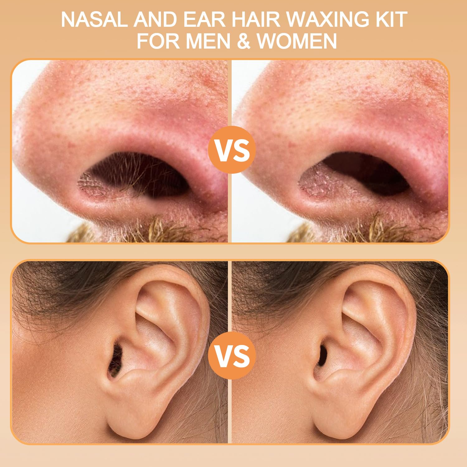 Kit portátil de cera de nariz indolor para homens e mulheres, depilação, kit de depilação de nariz e orelha sem papel