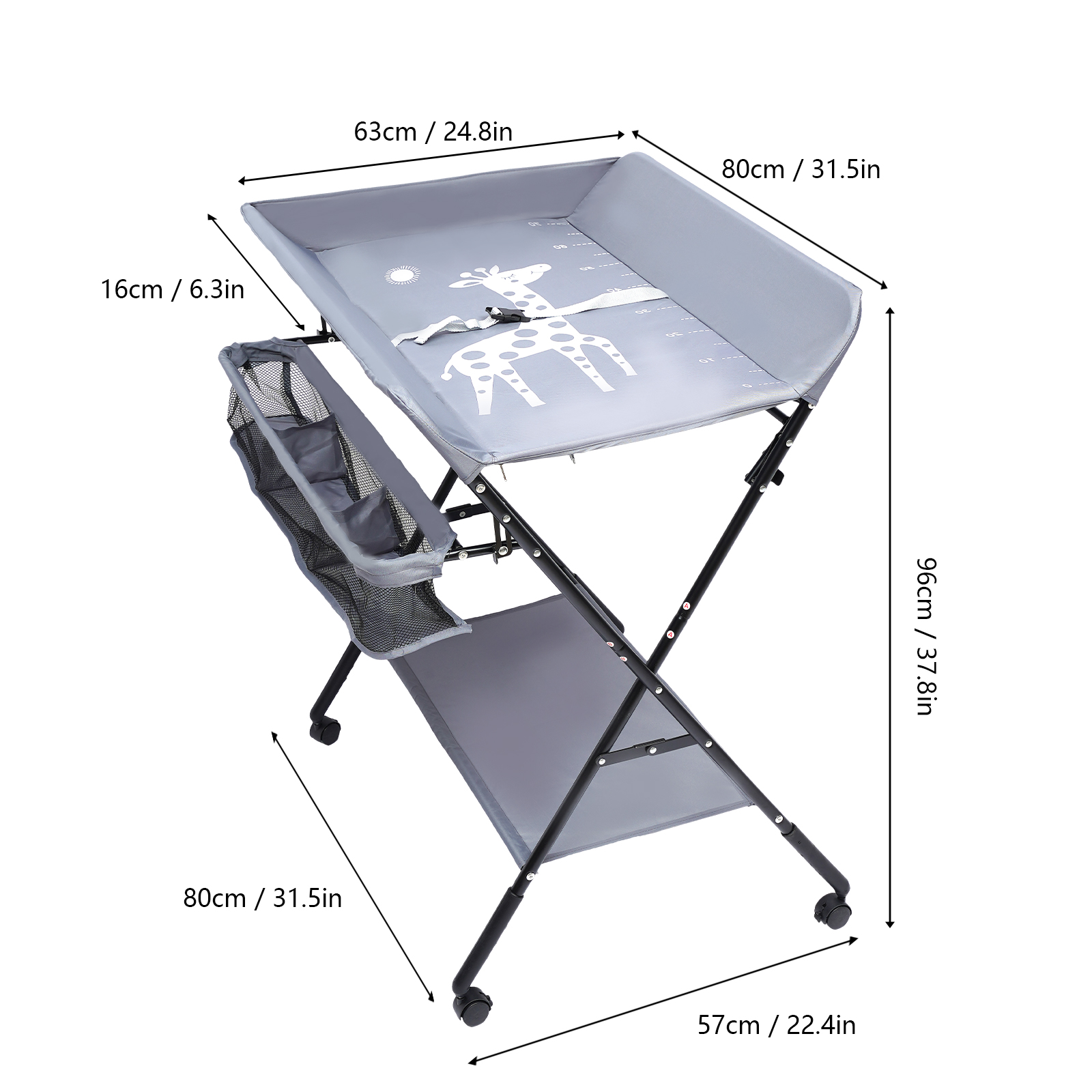 Mobile Baby Changing Table - Foldable Household Diaper Changing Station - With Storage Bag and Clothes Hanger