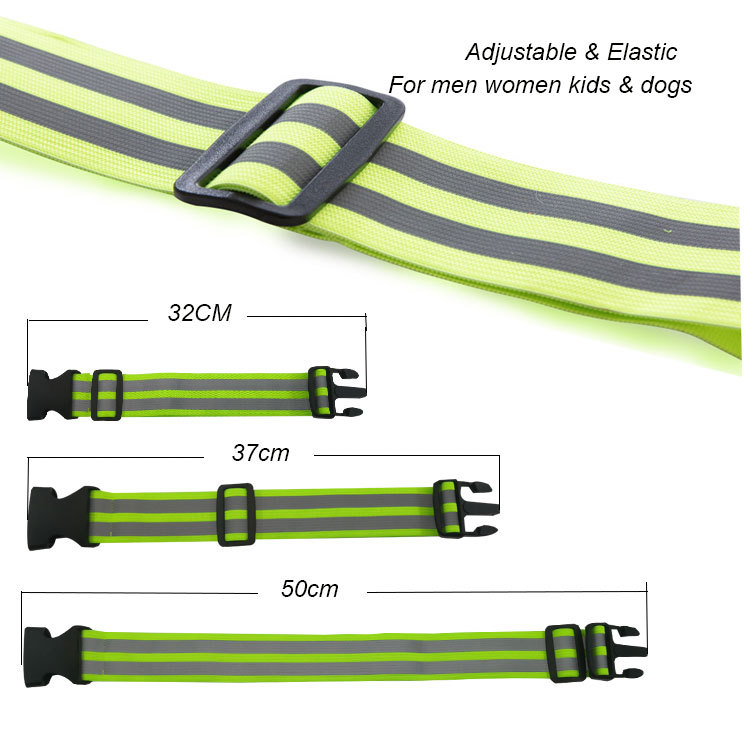 Bracelet de poignet réfléchissant de sécurité réglable, sangle de sport, course de nuit, réfléchissant pour bras, poignet, taille, ceinture élastique de cheville