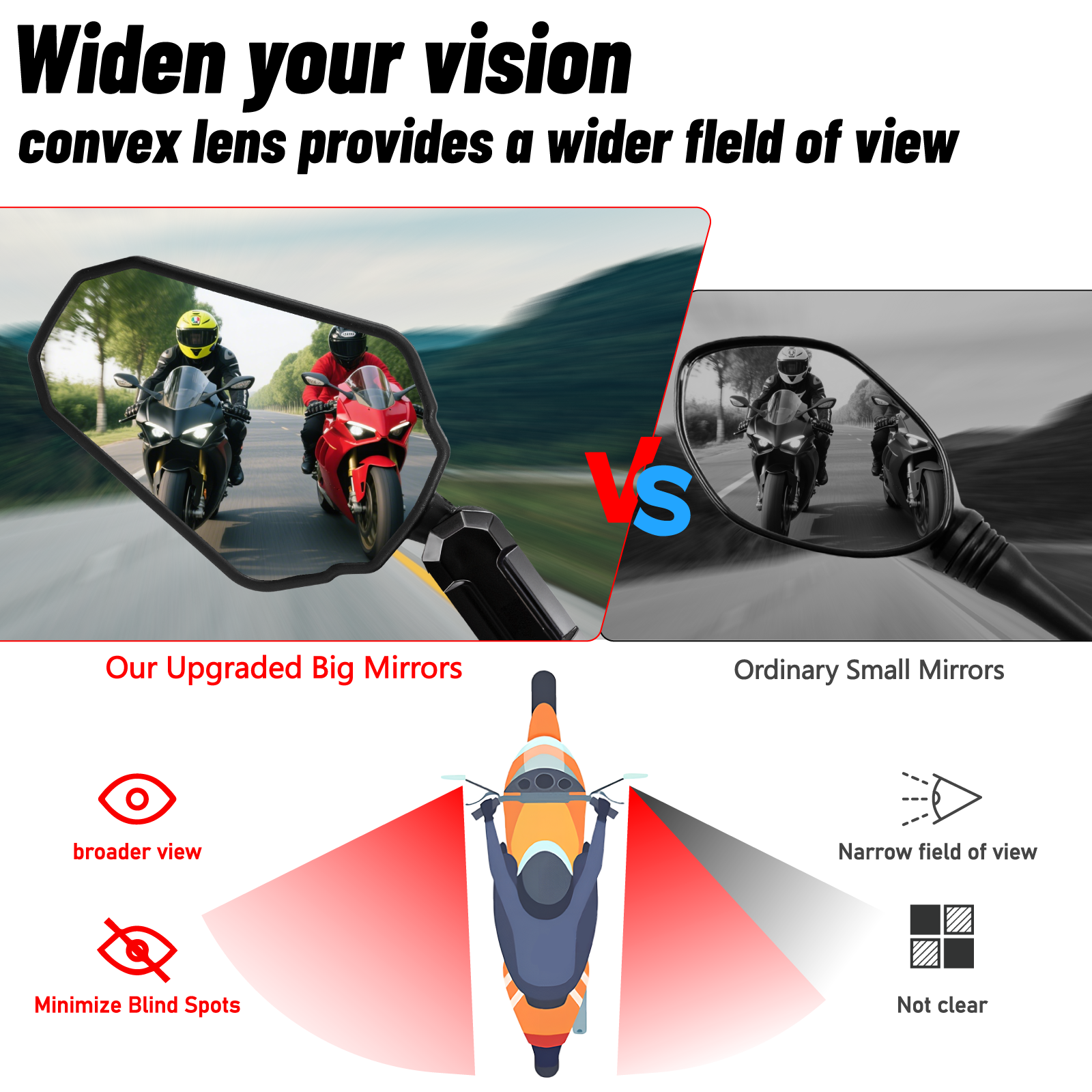 Abenteuerspiegel für Street ATV Dirt Quad Bike Motorrad Rückspiegel Seitenspiegel verstellbar Universal M8 M10 Bolzen Lenkerhalterung