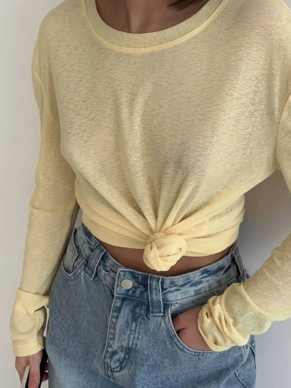 Hirsionsan 2025 Basic Soft Tเสื้อผู้หญิงฤดูร้อนฤดูใบไม้ร่วงแขนยาวหลวมด้านล่างTeesสุภาพสตรีสบายๆถักนุ่มเสื้อผู้หญิง
