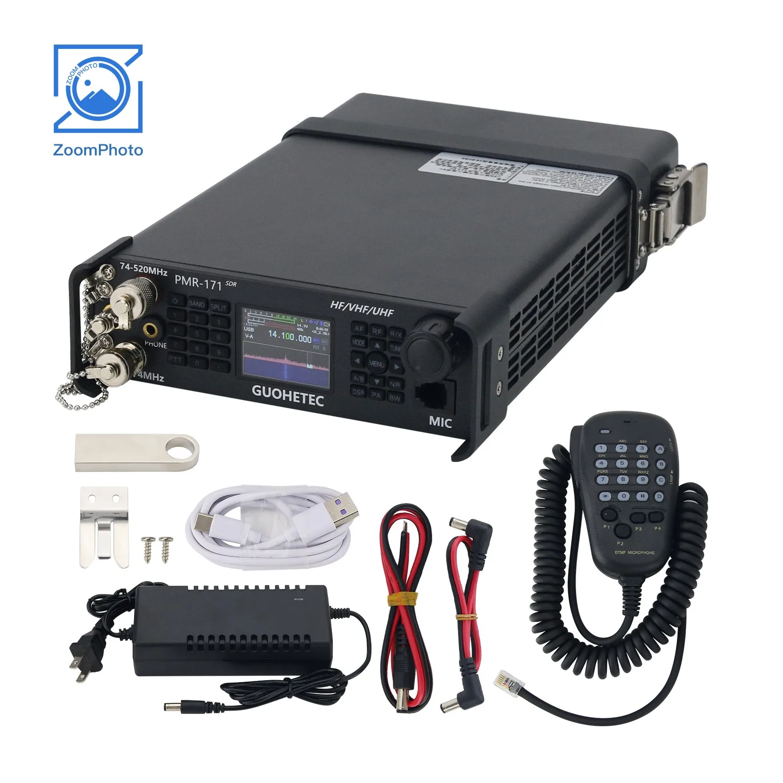 HAMGEEK-PMR-171 radio sdr transceiver, 100 K-2GHz, 20w, vhf, uhf, hf, cw, am, sw