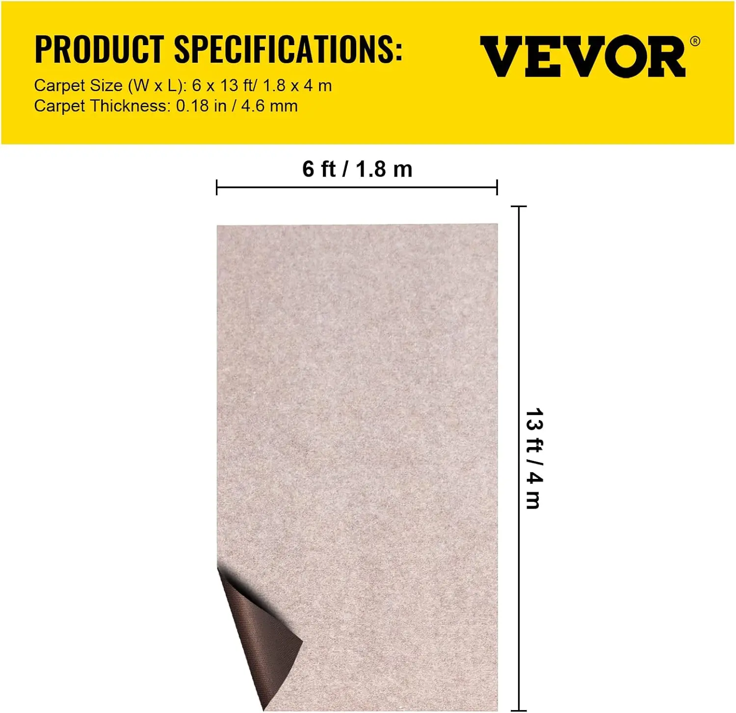 Boat Carpet, 6 ft x 13.1 ft Marine Carpet, Waterproof Light Brown Carpet with Marine Backing Anti-Slide Marine Grade Boat Carpet