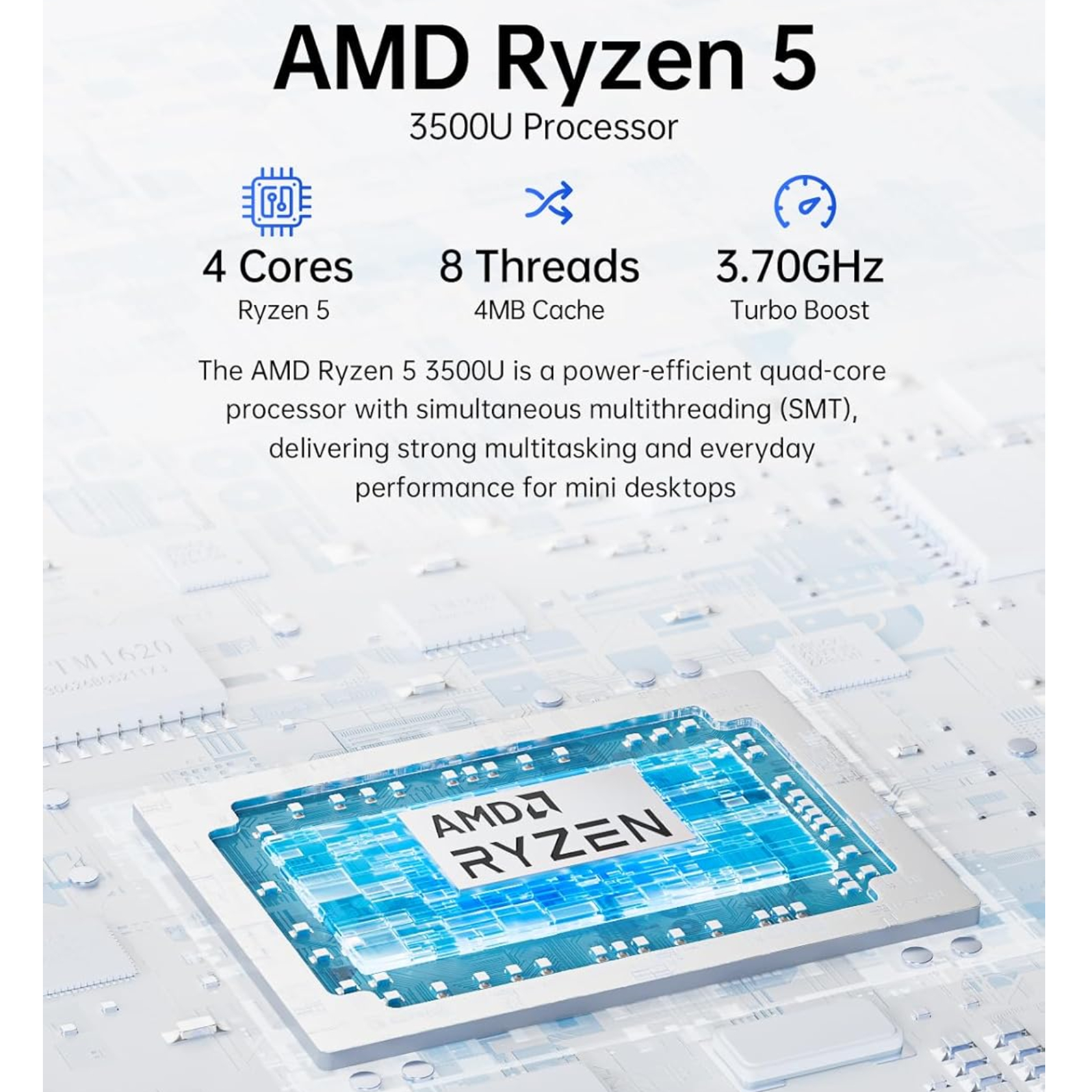 GMKtec G10 Mini PC AMD Ryzen 5 3500U (Beats N150/N97) 2.5GbE NIC LAN Desktop Mini Computers WiFi 5, Type-C, Triple 4K Display