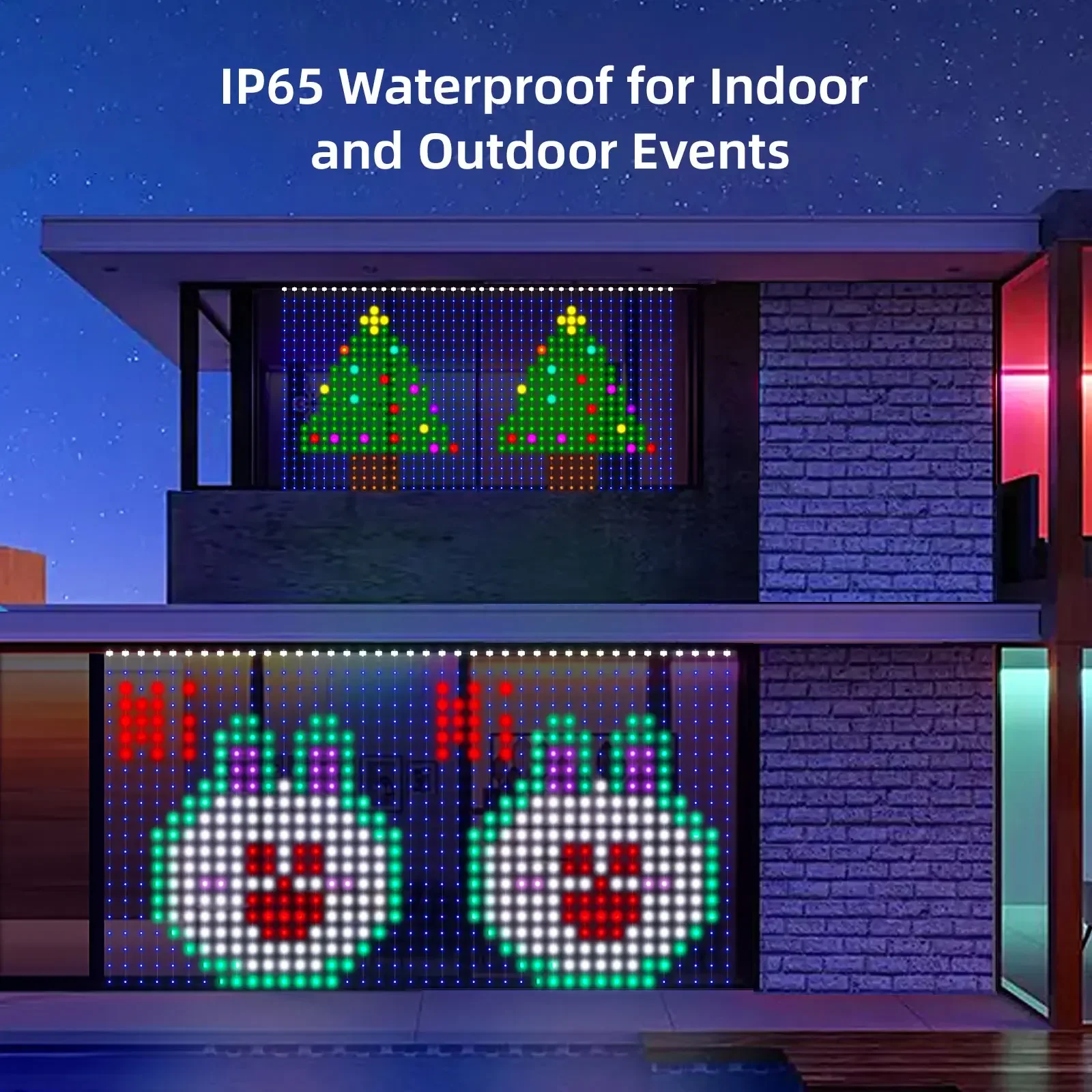 Smart LED Curtain Lights App Control DIY Text String Light Music Garland for Navidad Christmas Window Wedding Decoration Outdoor