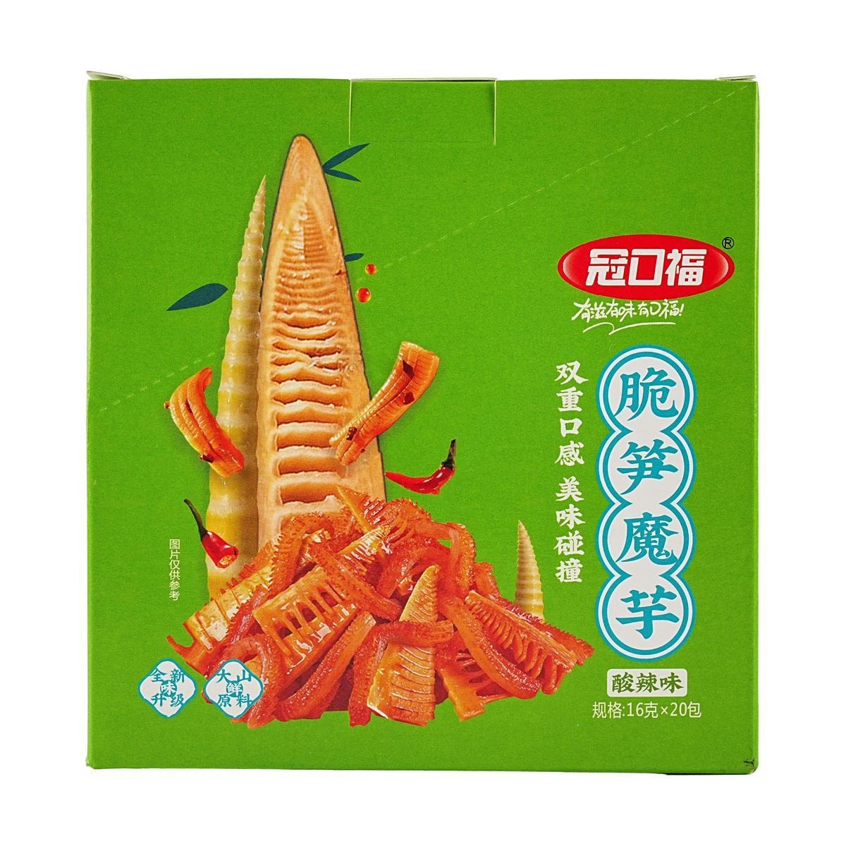 [3Packs] Guankoufu Bamboo Shoots And Konjac,Sour And Hot ,Low Calories,0.56 oz*3Packs*20pc