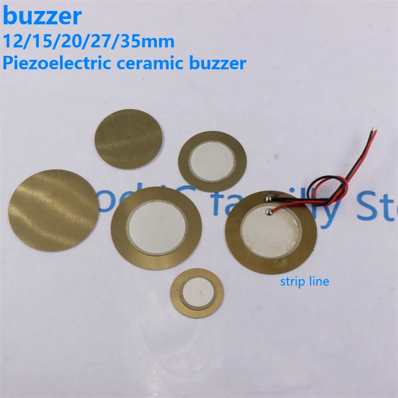 10 Uds. Elemento de placa de oblea de cerámica piezoeléctrica para altavoz zumbador diámetro 12mm 15mm 20mm 27mm 35mm 50mm