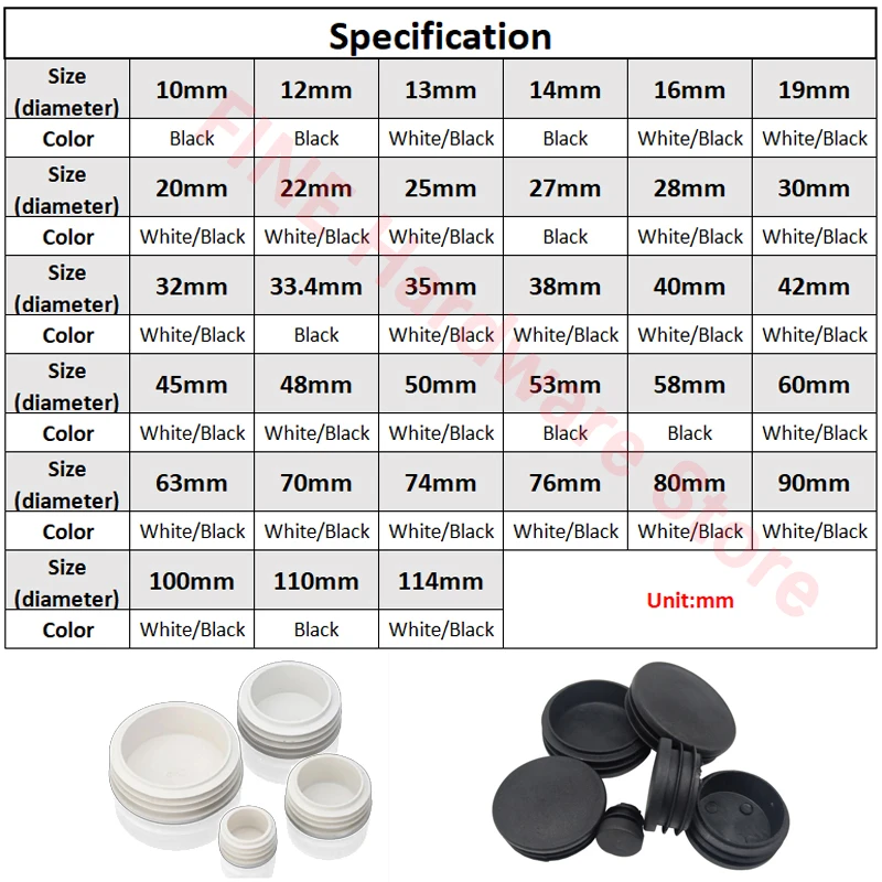 1-20 個白ラウンドプラスチックブランキングエンドキャップチューブパイプインサートプラグ栓 13 ミリメートル-114 ミリメートル