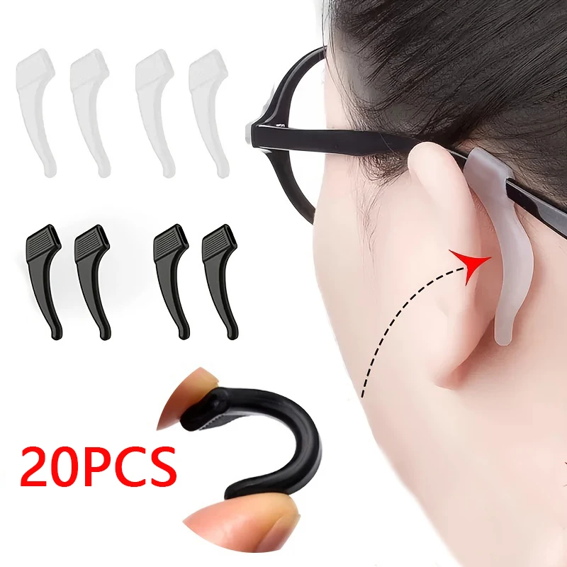 20 pçs antiderrapante silicone aperto de orelha óculos perna orelha gancho rolha suporte fixador acessórios templo ponta óculos titular