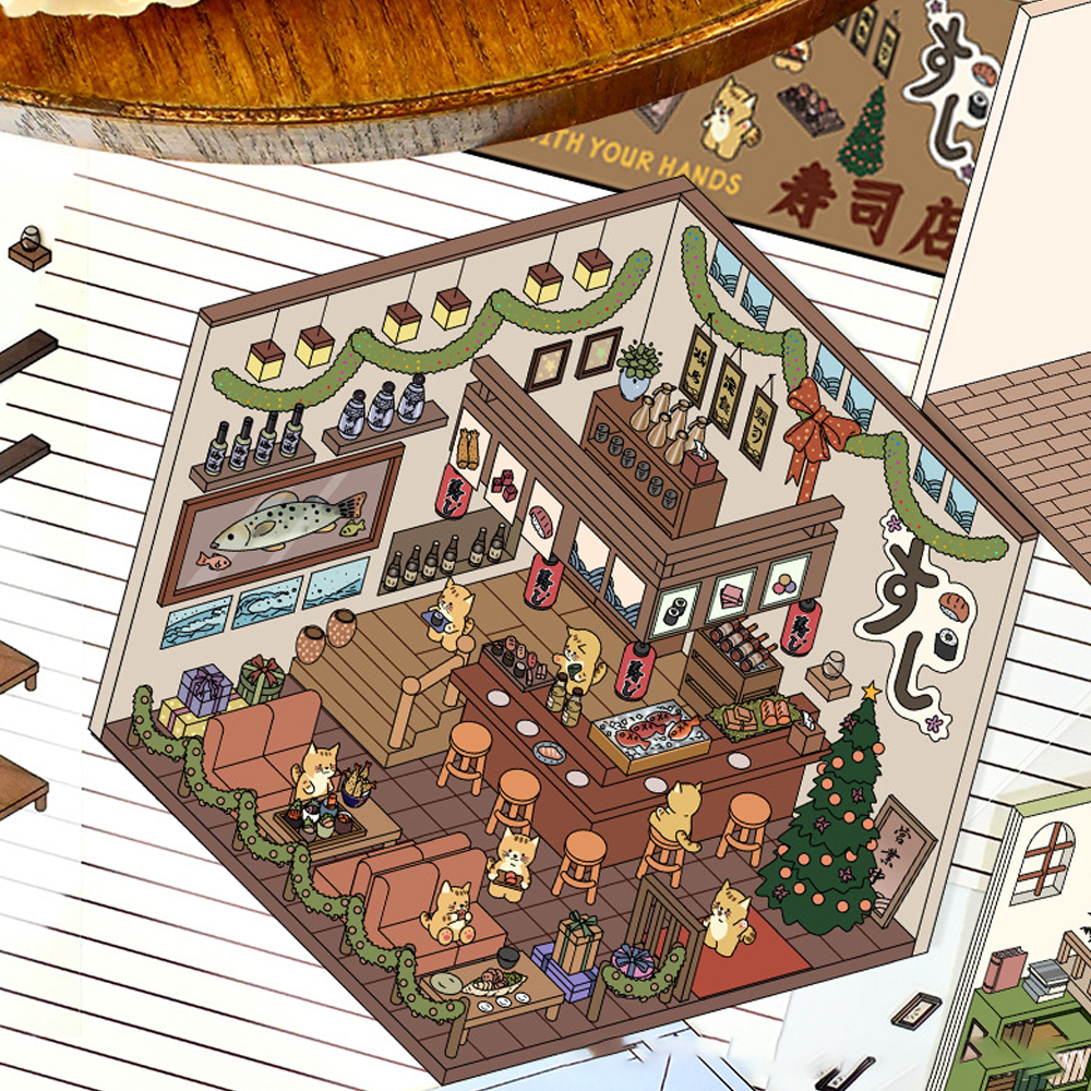 1-4Pcs Interest Sticker 3D Cute Cartoon Pocket Diy Scene Landscaping Decor Sticker Stacking Pasting Gift for Kid Child Student