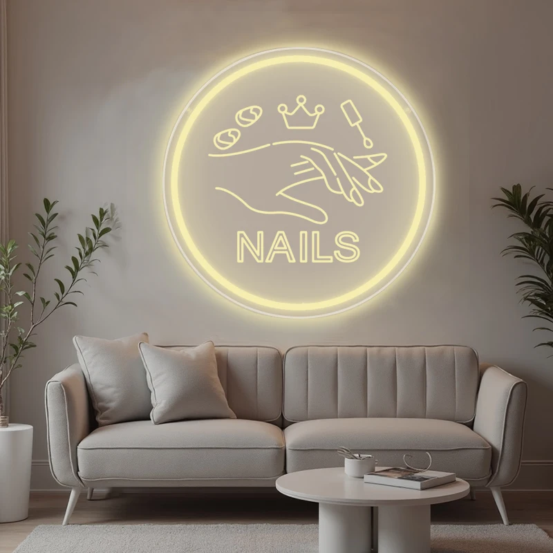 Nails Neon Sign LED Circular Carving Neon Light For Nail shop Beauty Shop Decoration Business Signs Room wall Decoration Lights