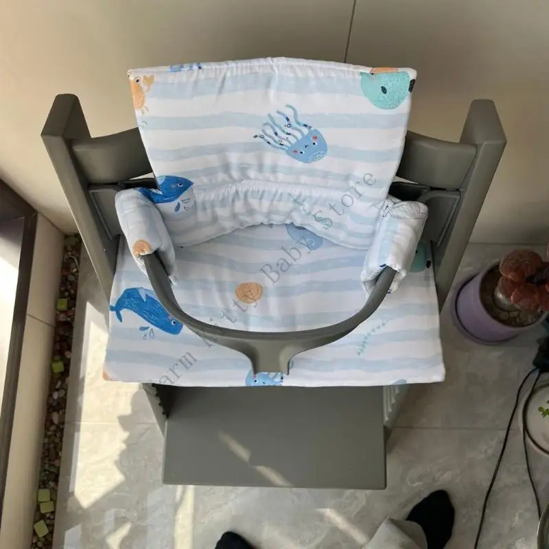 Almofada de assento de cadeira alta de bebê de algodão macio bonito dos desenhos animados grosso cadeira de jantar do bebê almofada de assento e almofada traseira almofada de assento de apoio