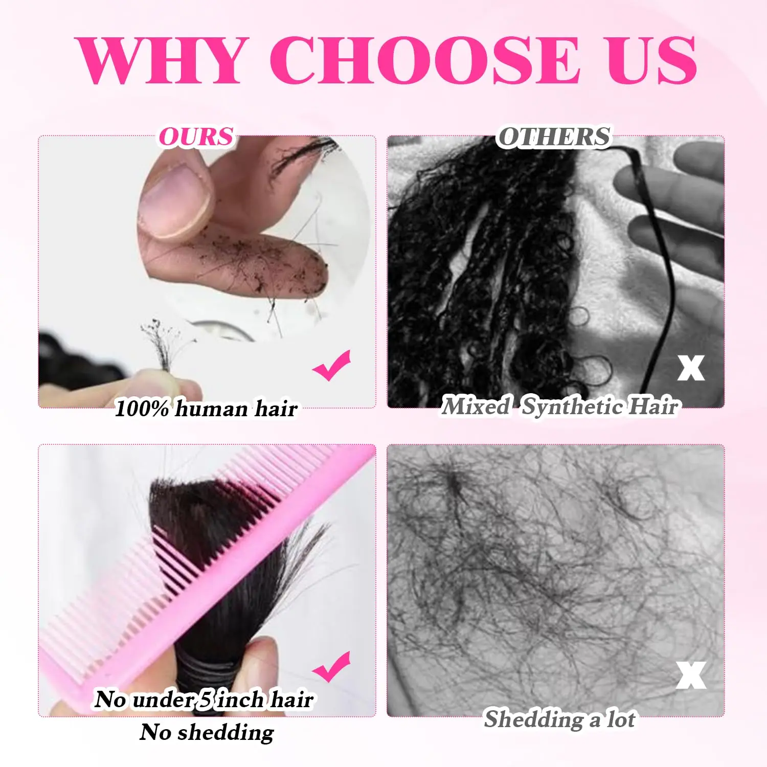 Flechtbündel aus reinem Haar, Echthaar, Masse für Extensions, tiefe Wellen, Lockenzöpfe, natürliche Haarwebverlängerung für Boho-Zöpfe