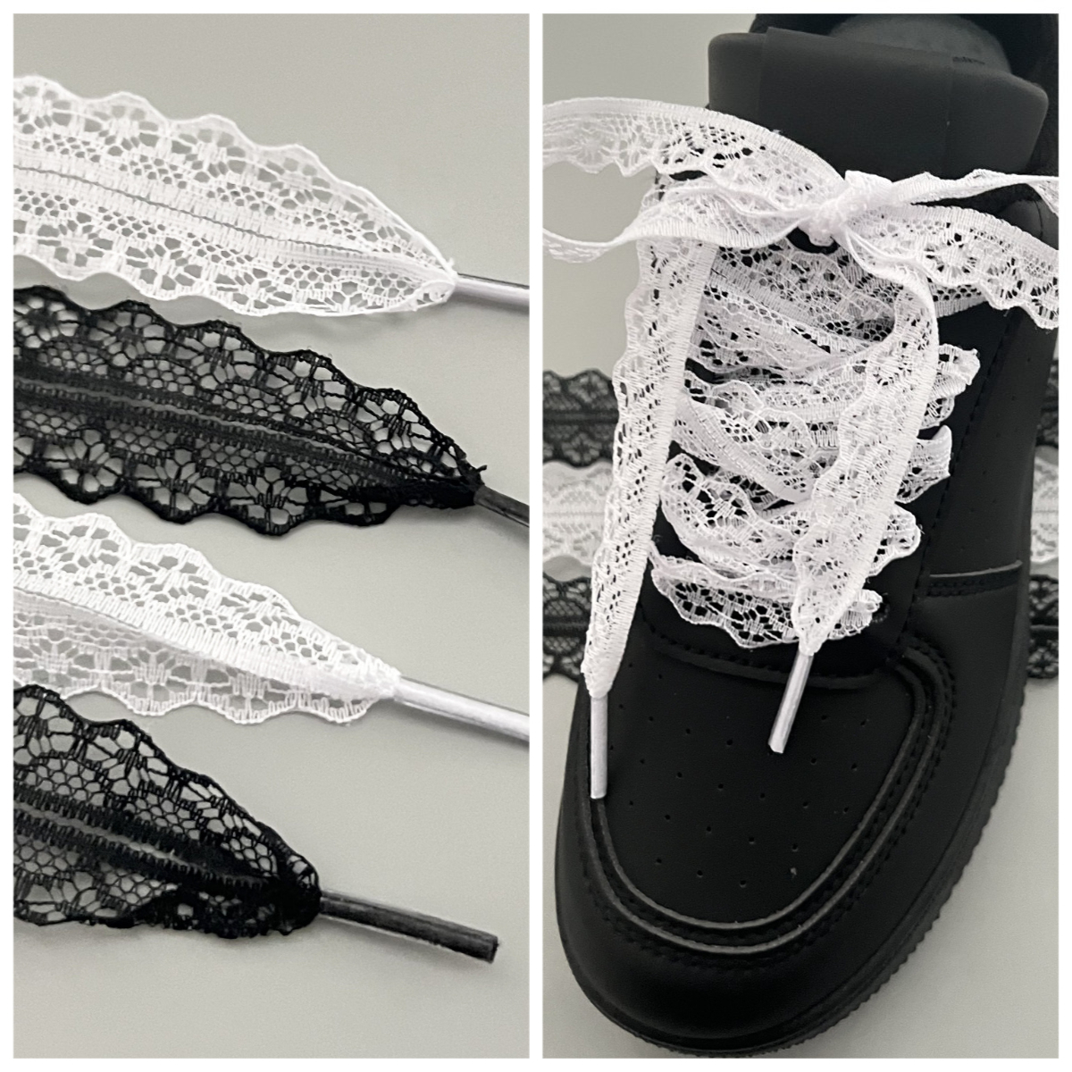Gran oferta de cordones de encaje para mujer, zapatos informales, cordones planos de 2,9 CM de ancho para zapatillas de deporte, accesorios de cordones de zapatos blancos y negros