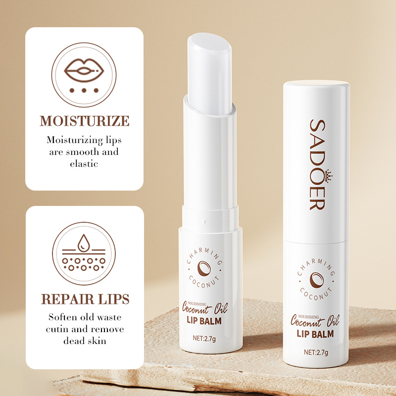 SADOER Coconut Lip Balm - Lasting Nourishment and Moisture for Men and Women - Daily Care Lip Balm
