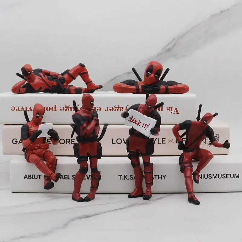 6 ตกแต่งโต๊ะ Deadpool รถบ้านสํานักงาน 8 ซม.X-MAN ตลกน่ารักรูปของเล่น