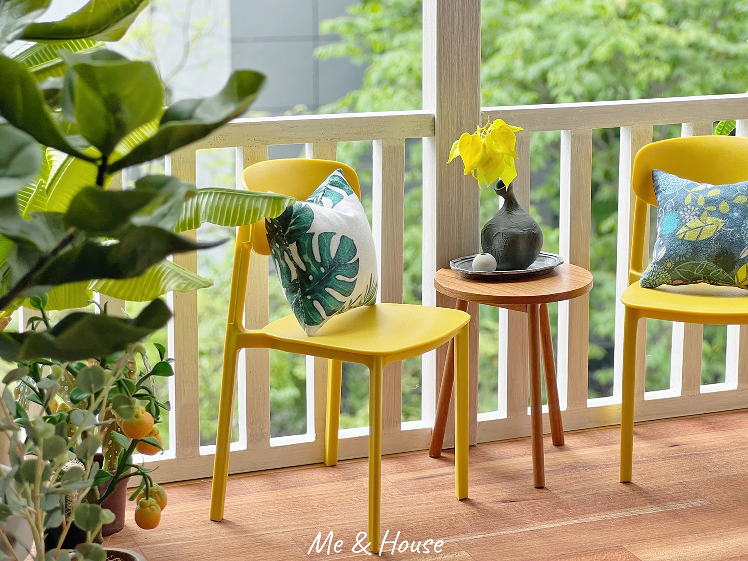 Năm 1/6 Nhà Búp Bê Mô Hình Nội Thất Mini Mẫu Ghế Ăn (Bộ 2 Ghế)