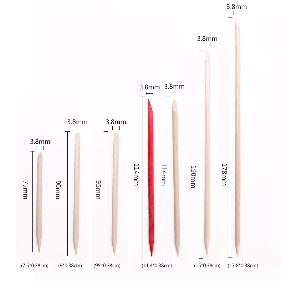 Dissolvant de cuticules, outils d'art des ongles, bâtons en bois Orange, cueilleur de strass, poussoir de perles, soins de manucure et de pédicure, 100 pièces