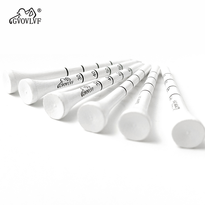 50 ชิ้นไม้ไผ่ Golf องศา Scale Tees 83 มม.ลดแรงเสียดทานด้านข้าง Spin Golf Tees สีขาวและสีดําปรับความลึก