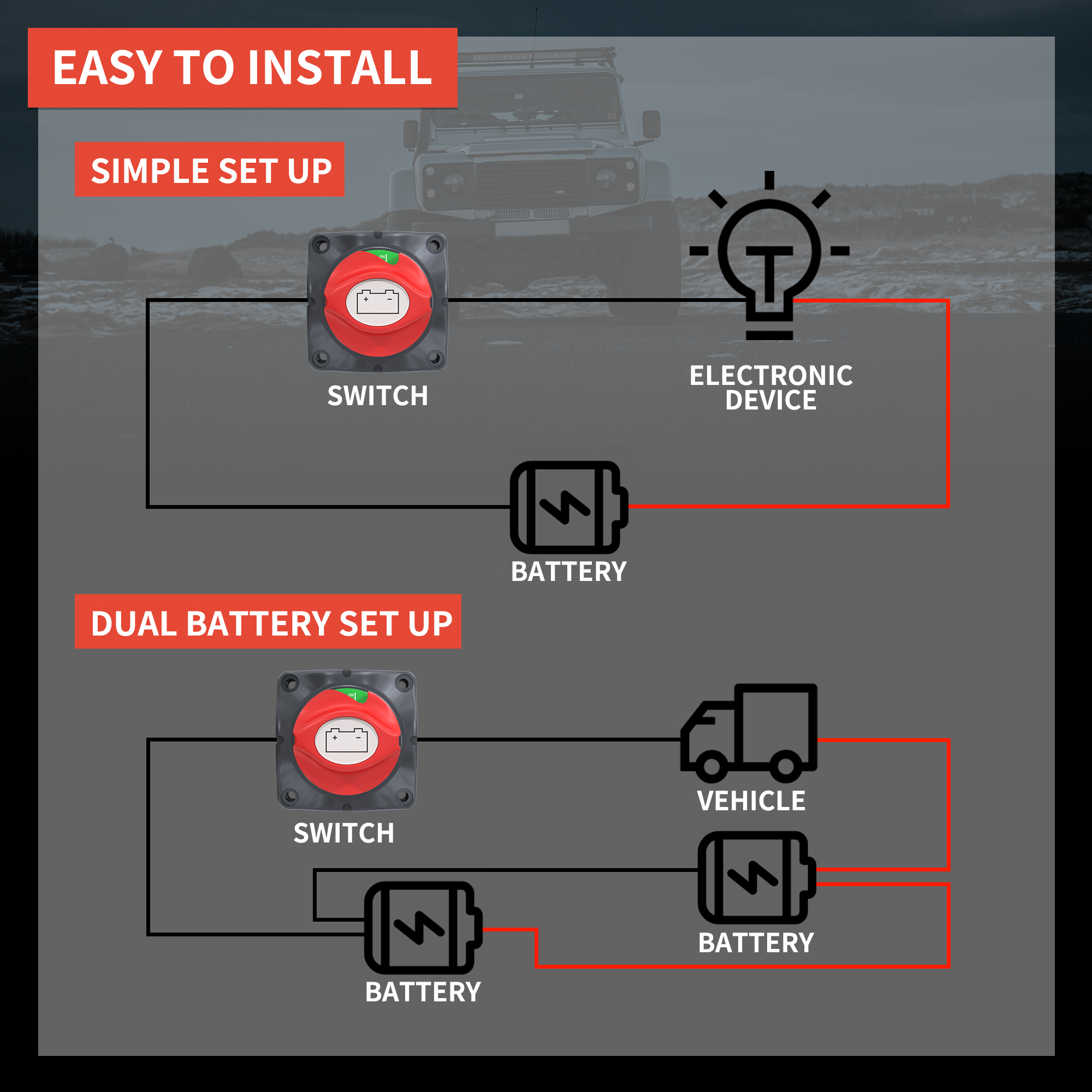 DaierTek Auto Batterij Disconnect Switch 48V 24V 12V Afgesneden 2 Positie 2 Pin M10 275A Batterij aansluiting Schakelaar Voor Marine Boot