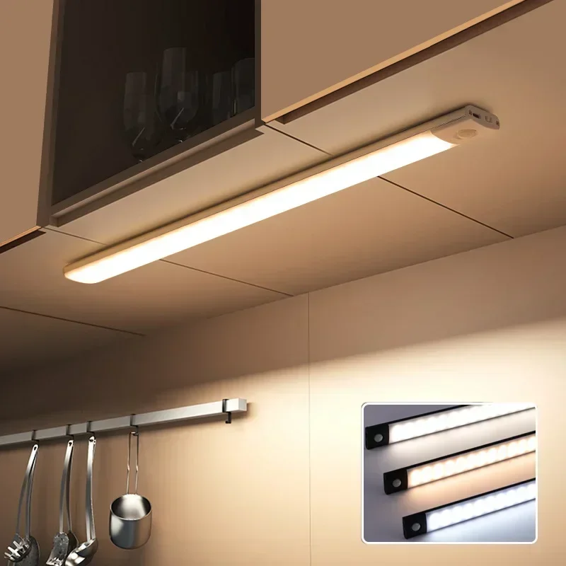 Oświetlenie podszafkowe LED z czujnikiem ruchu Lampka nocna Cienkie lampy USB z możliwością ładowania i ściemniania Szafka kuchenna Oświetlenie szafy w sypialni