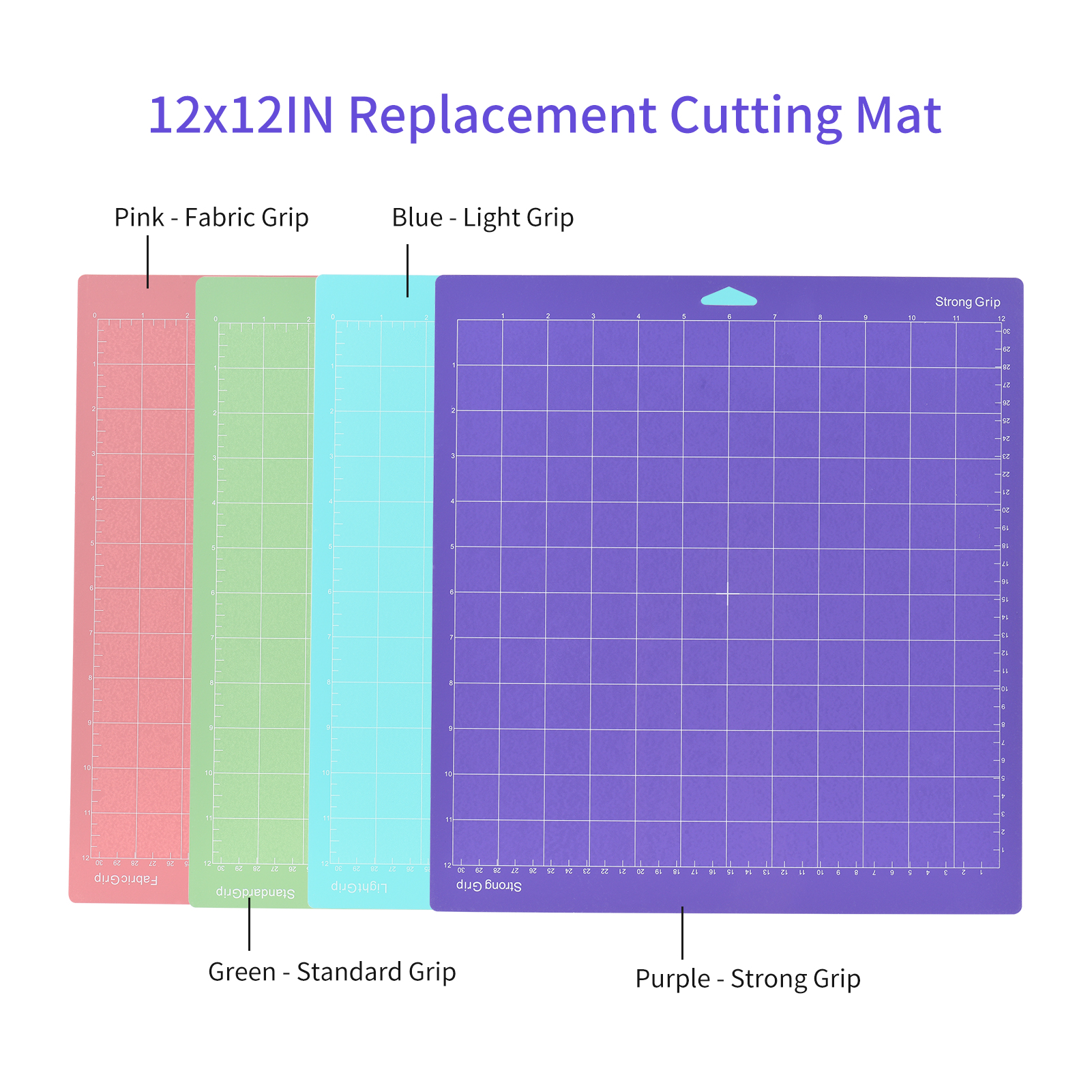 12*12 Inch Replacement Cutting Mat Adhesive Non-Slip Gridded Cutting Mats Compatible with Silhouette Cameo Cricut Cutting