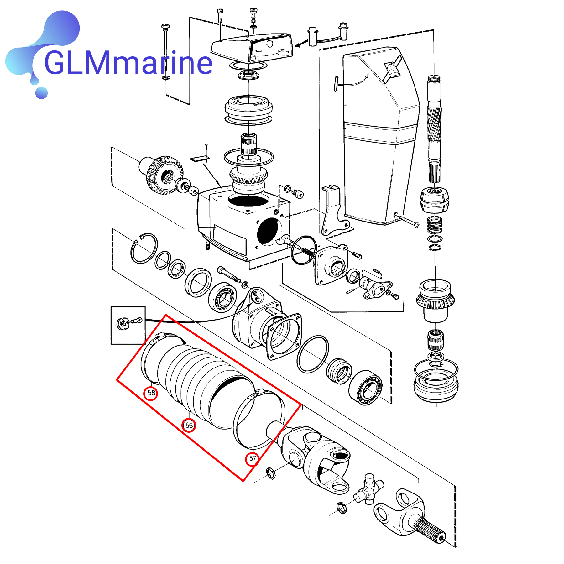 876294 Exhaust Bellows Kit 875826 For Volvo Penta 200 250 270 275 280 285 290 Stern Drive Replace Sierra 18-2744