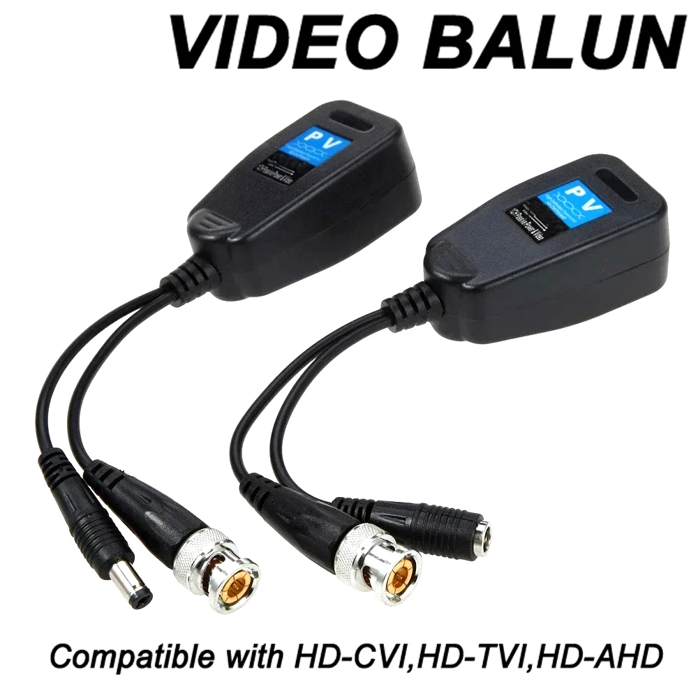 Balun passivo de 1ch rj45, transceptor de vídeo cctv coaxial bnc para hdcvi hdtvi ahd, conectores de fonte de alimentação de câmera analógica de alta definição