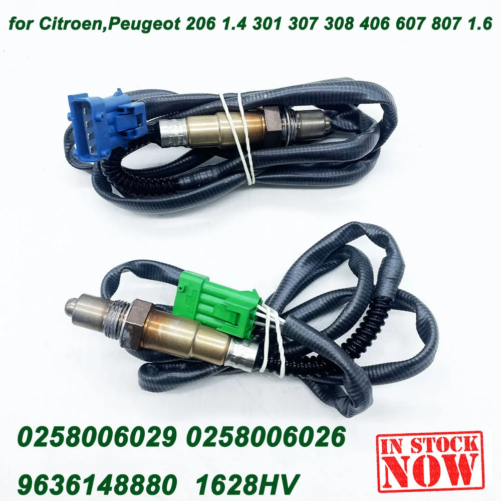 Sensor de Oxigênio Lambda para Citroen Peugeot, Alta Qualidade, Novo, O2, 0258006029, 0258006026, 9636148880, 1628HV, 206, 301, 307, 308, 406, 607, 807