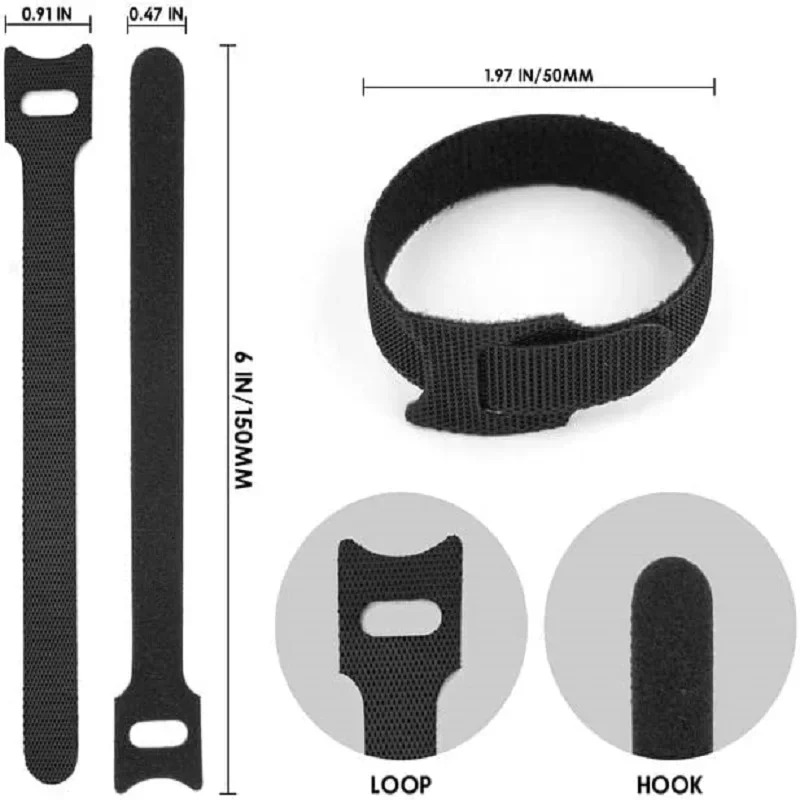 Attaches de rangement de câbles libérables, 40 à 100 pièces, pour souris, écouteurs, gestion des fils, attaches de câbles en Nylon, cerceau à boucle réutilisable
