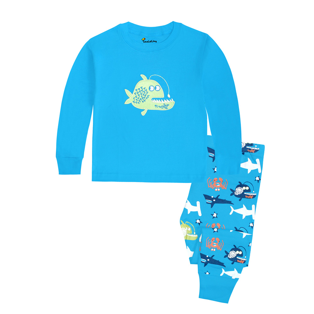 Conjuntos de pijamas de viñetas de animales para niños, ropa de dormir para niños, pijamas 100 de algodón para primavera y otoño, ropa de casa, ropa de noche