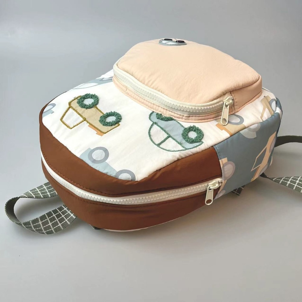 Cartoon Car Embroidery Children's School Backpack Kindergarten Multifunctional Students Schoolbag Lightweight Backpack