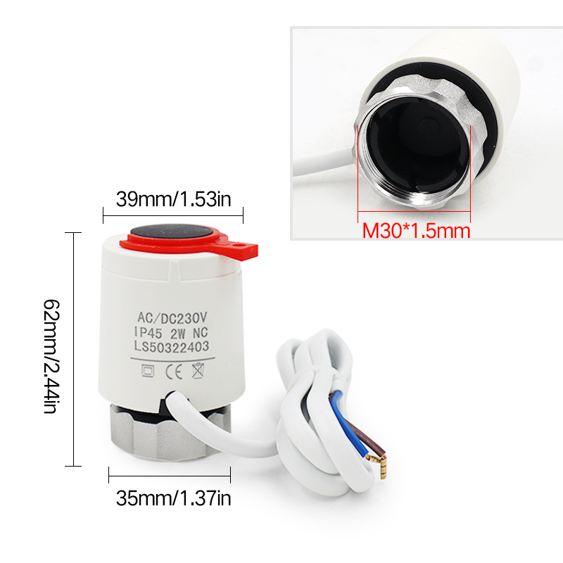 1/5/10 ชิ้น 230V ปกติปิด NC M30 * 1.5 มม.ไฟฟ้าตัวกระตุ้นความร้อนสําหรับ Underfloor เครื่องทําความร้อน TRV วาล์วหม้อน้ํา Thermostatic