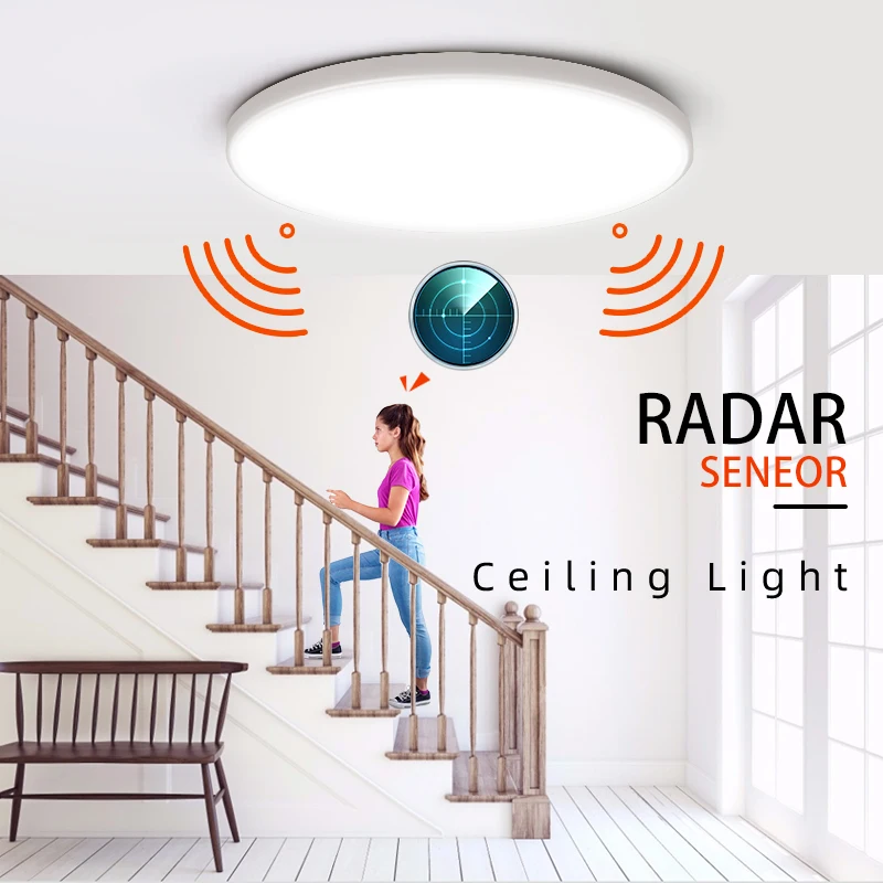 Luces de techo LED con Sensor de Radar, iluminación con Sensor de movimiento de 20W y 30W para porche, pasillos, pasillo, balcón, lámpara de techo inteligente con Radar