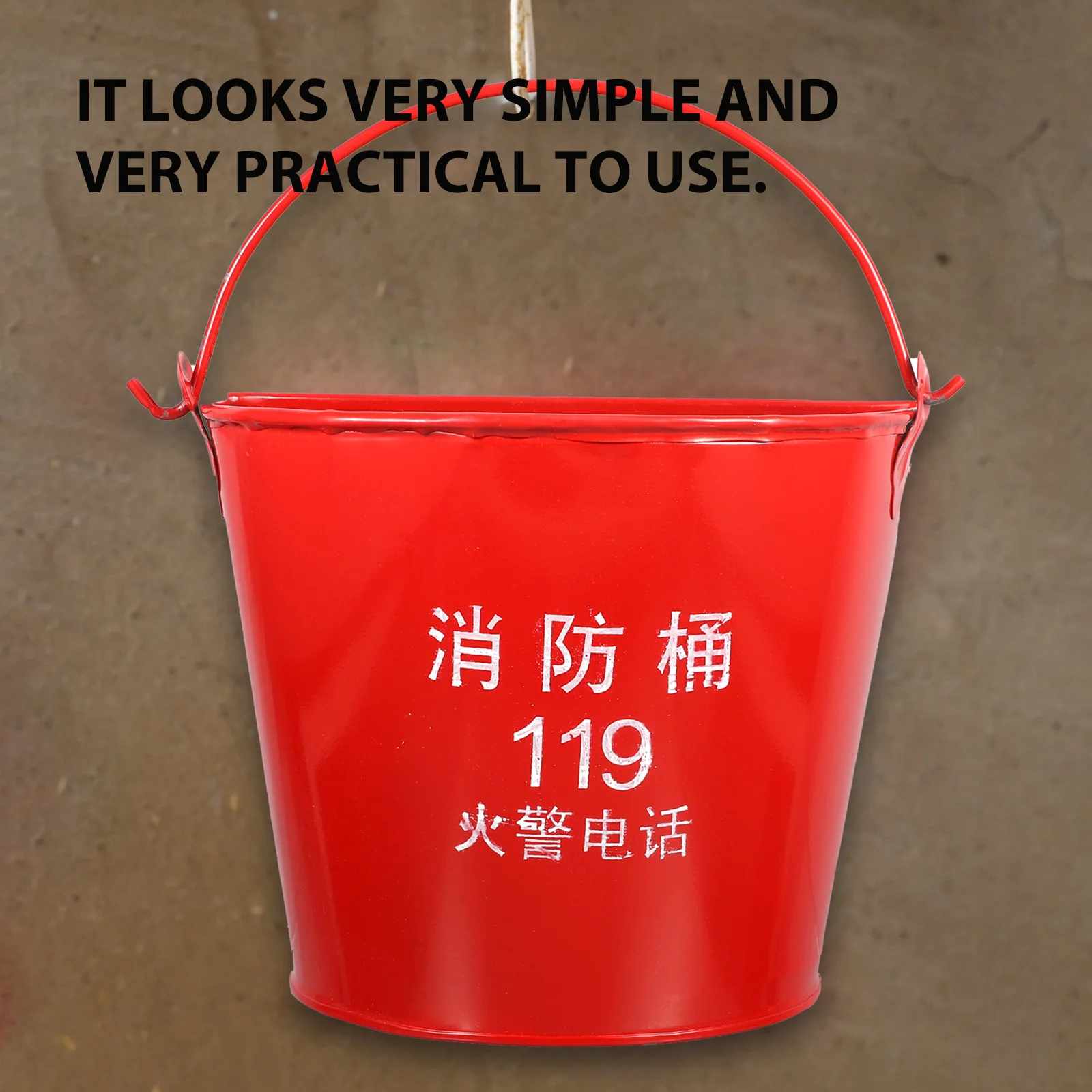 Fire Emergency Bucket Sand Bucket For Firefighter Thickened Iron Red Semi-Circular Design Easy To Hang Smooth Surface For Gas