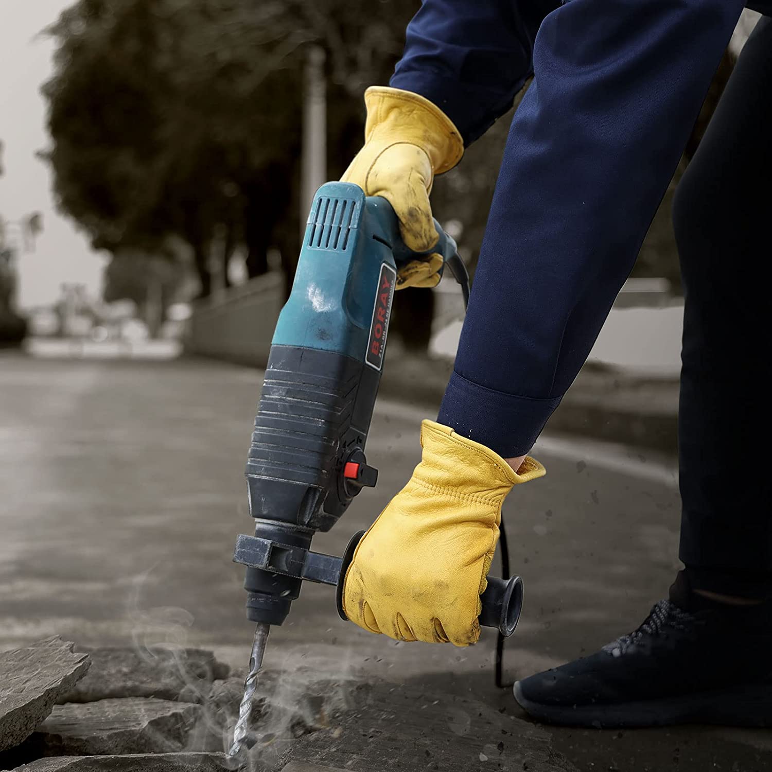 1 par luvas de jardinagem, luvas de trabalho, espinha de poda de rosa resistente ao corte luvas de proteção diária 100 por cento couro completo