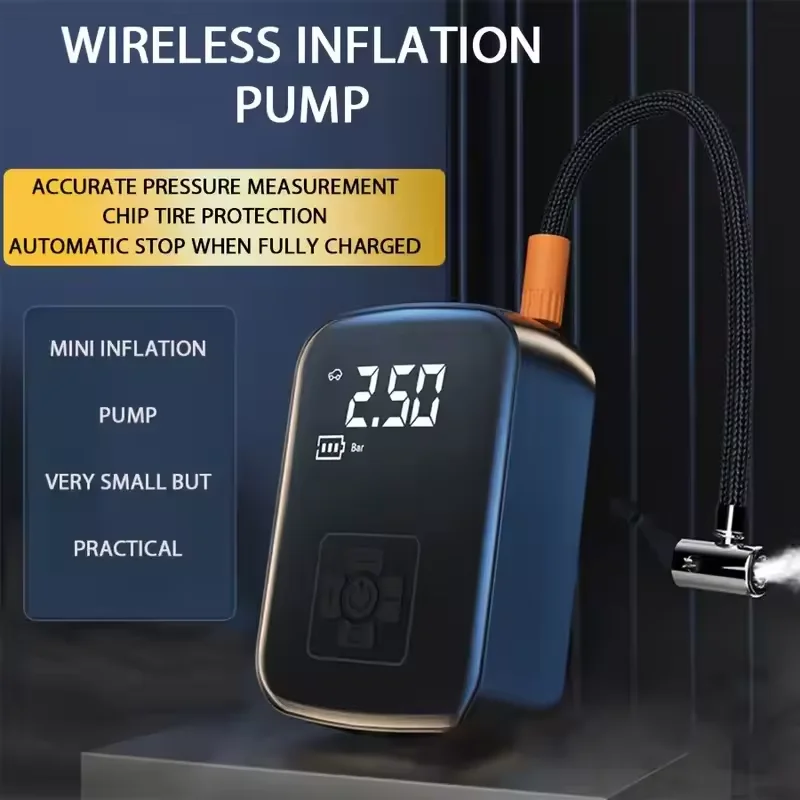 LEIBOO-bomba de aire eléctrica con cable/inalámbrica, compresor de aire para coche, Inflador de neumáticos para motocicleta, bicicleta, barco, bolas de neumáticos automáticas