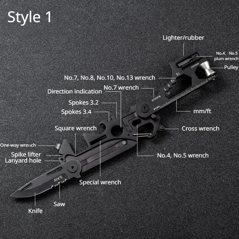 Многофункциональный уличный инструмент, комбинированная карта, складные ножницы Molle, армейский нож, мини-ремонт велосипеда, EDC, снаряжение для кемпинга