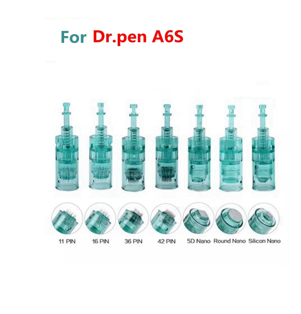 10/50 Con Dr Bút A6S Hộp Mực Derma Bút Đầu Thay Thế 11 16 36 42 Pin Nano Microneedle Da chăm Sóc Needling Đầu Hình Xăm Kim