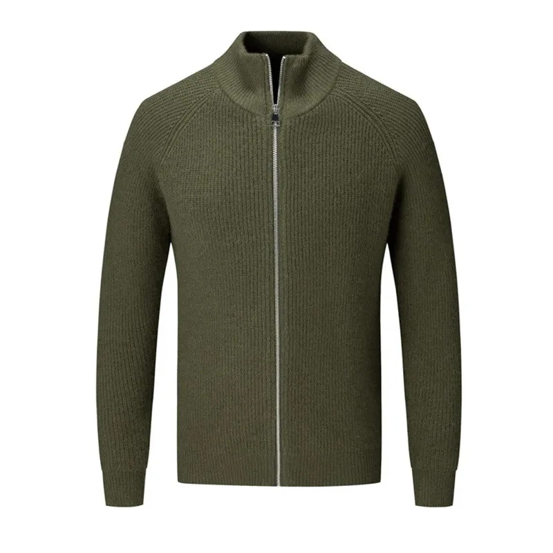Herren-Strickjacke aus Kaschmir, halbhoher Kragen, Reißverschlussmantel, Wolle, Herbst-Winter-Passform, dicke Pullover, Herrenjacke