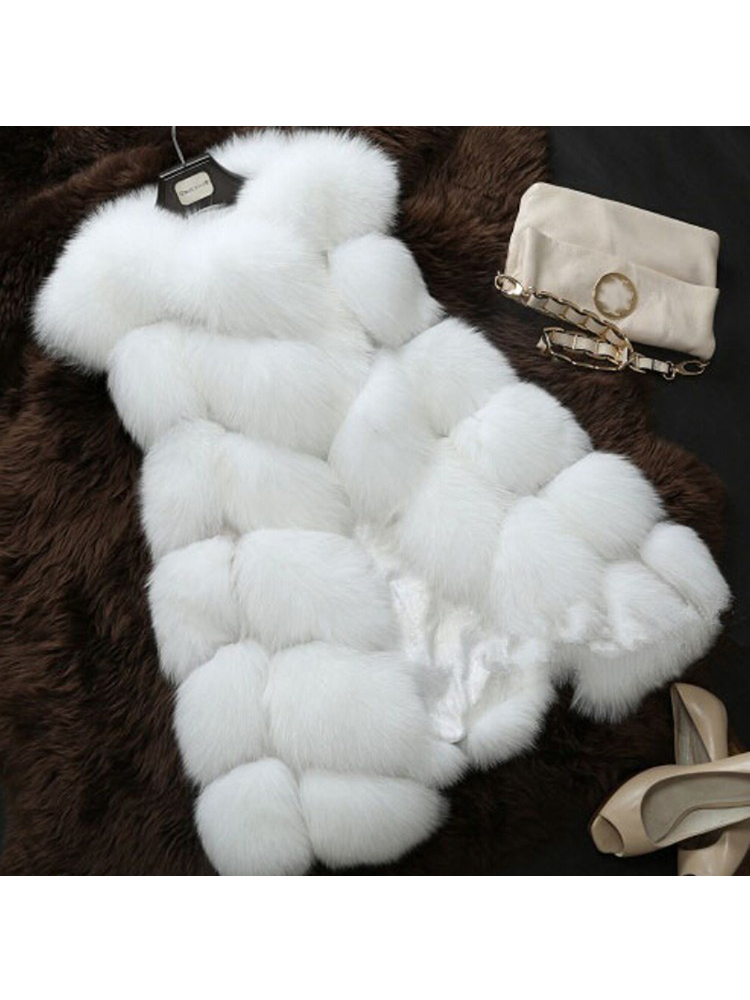 Zadorin-女性のためのファッショナブルな毛皮の冬のコート,丸い首のパッチワークが付いたノースリーブの衣服,5/6 XL