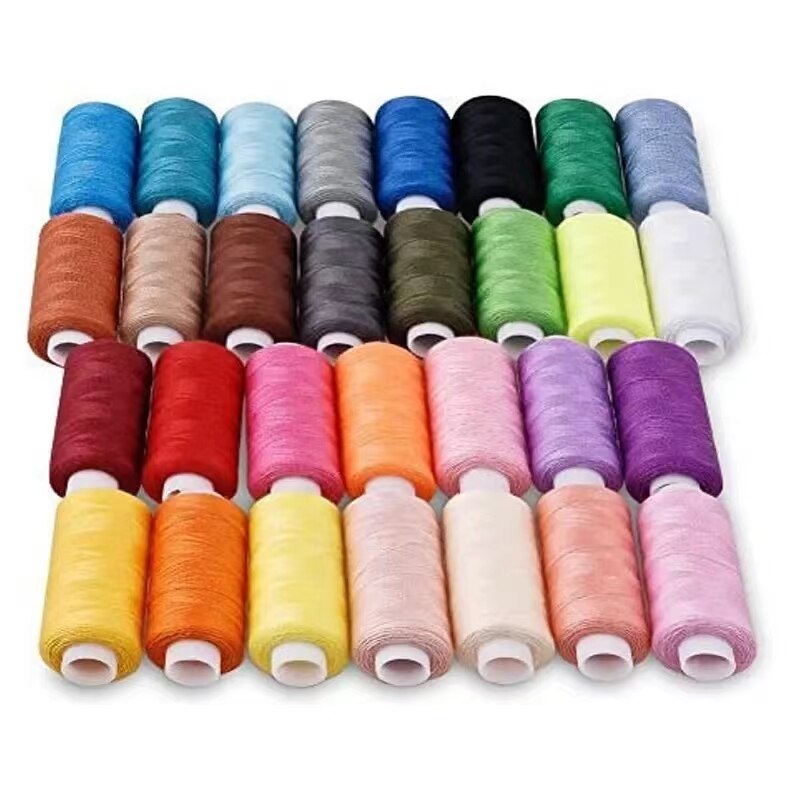 24 kleuren naaigaren 100 polyester garen naaigaren rolmachine handborduurwerk 200 meter elke spoel voor thuis naaiset