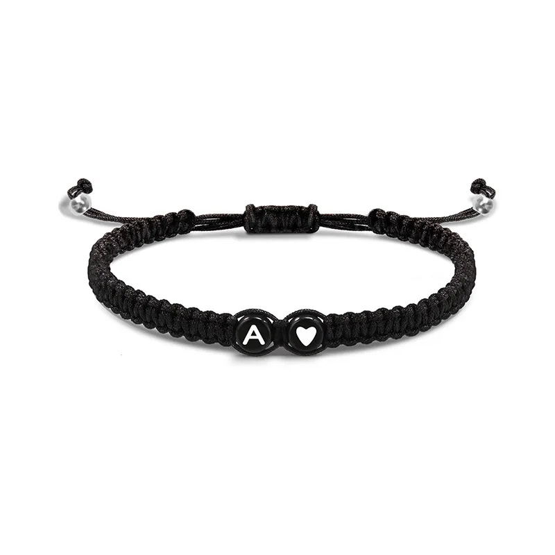 26 Letters Initial Heart Bracelets Handmade Adjustable A-Z Name Braided Bracelets For Women Men Friendship Jewelry Gifts