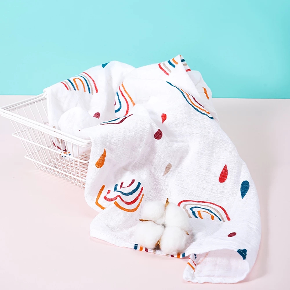 Elinfant 5 pièces coffret cadeau bambou coton mousseline bavoir rot tissu 100% coton 60*60 cm 2 couches bébé écharpe mouchoir