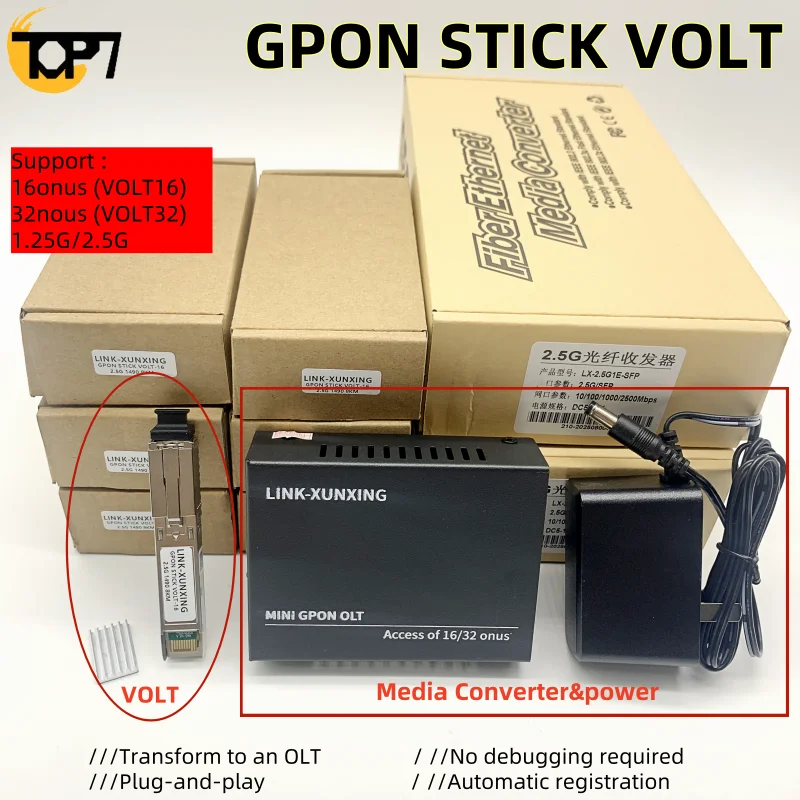 MINI GPON OLT stick VOLT SFP + поддержка модуля16/32onu 1,25G/2,5G Оптический модуль OLTplug-and-play Один модуль Оптический модуль OLT SFP